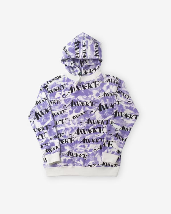 Awake NY - Men's All-Over Camo Logo Hoodie - (White/Purple)