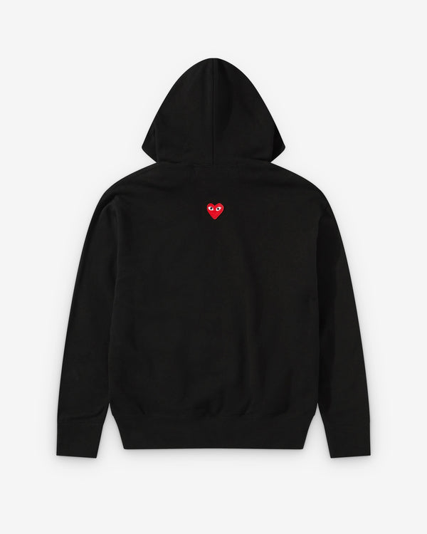 Play Comme des Garçons - Unisex Back Red Heart Zip Hooded Sweatshirt - (Black)