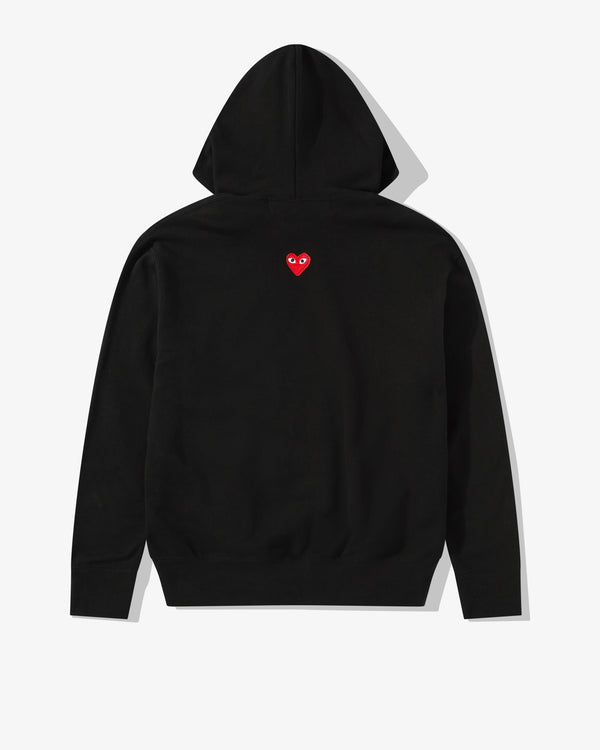 Play - Unisex Back Red Heart Zip Hooded Sweatshirt - (Black)