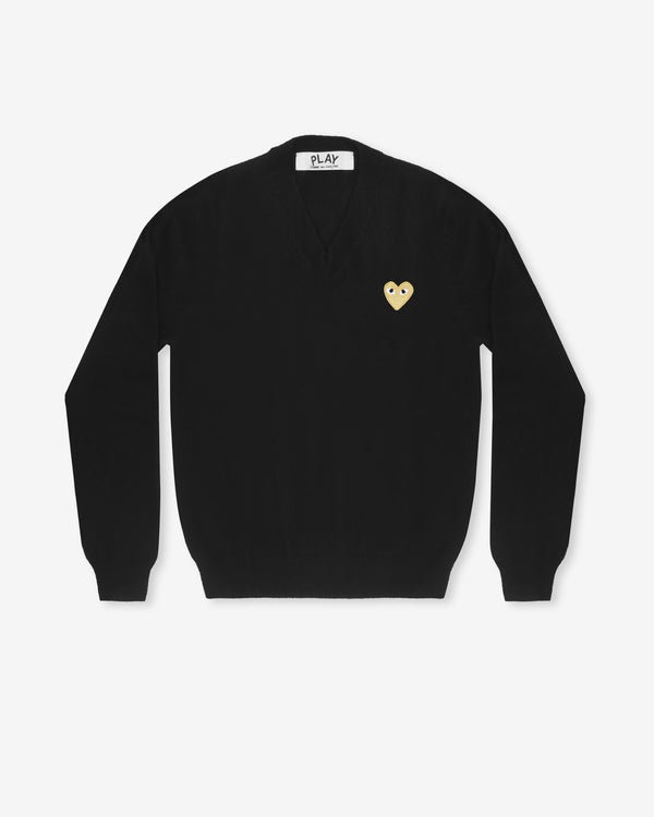 Play Comme des Garçons - Gold Heart V-Neck Sweater - (Black)