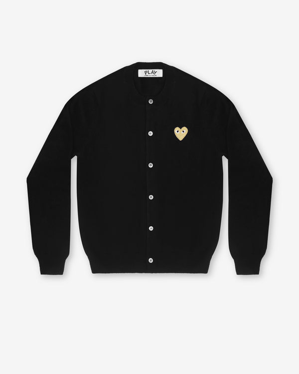 Play Comme des Garçons - Gold Heart Ladies' Cardigan - (Black)
