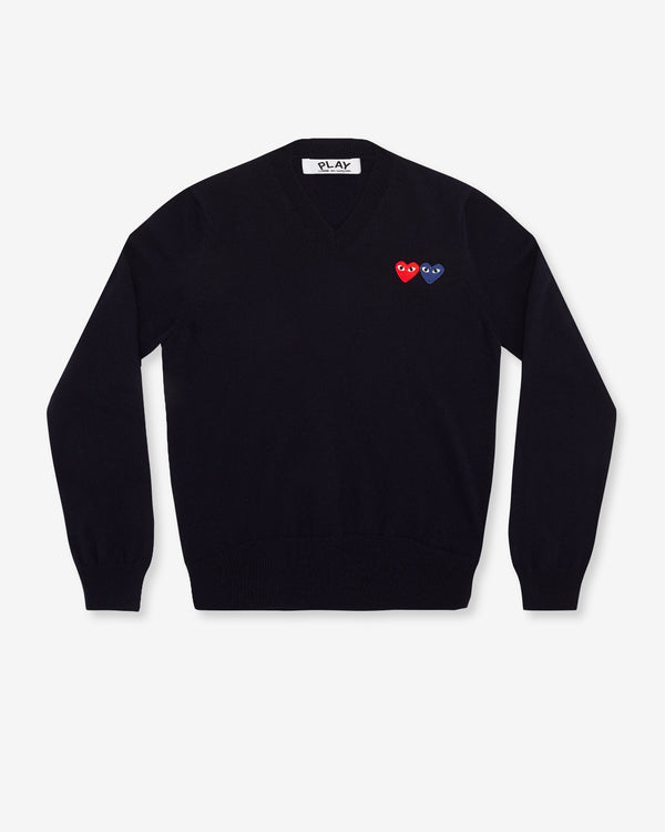 Play Comme des Garçons - Double Heart Sweater - (Navy)