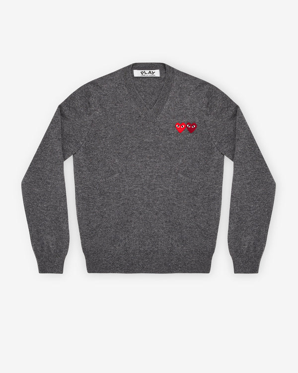 Play Comme des Garçons - Double Heart Sweater - (Grey)