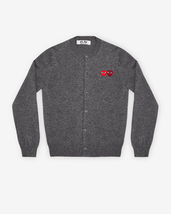 Play Comme des Garçons - Double Heart Ladies' Cardigan - (Grey)