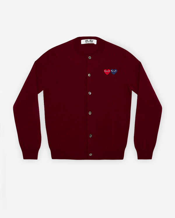 Play Comme des Garçons - Double Heart Ladies’ Cardigan - (Burgundy)