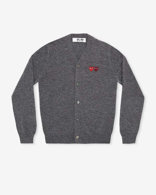 Play Comme des Garçons - Double Heart Men’s Cardigan - (Grey)