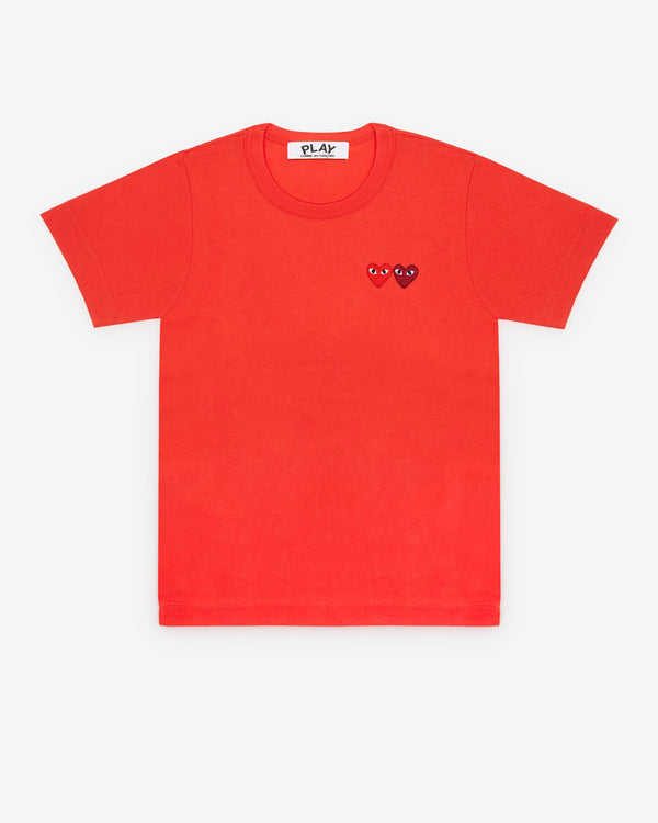 Play Comme des Garçons - T-Shirt with Double Heart - (Red)