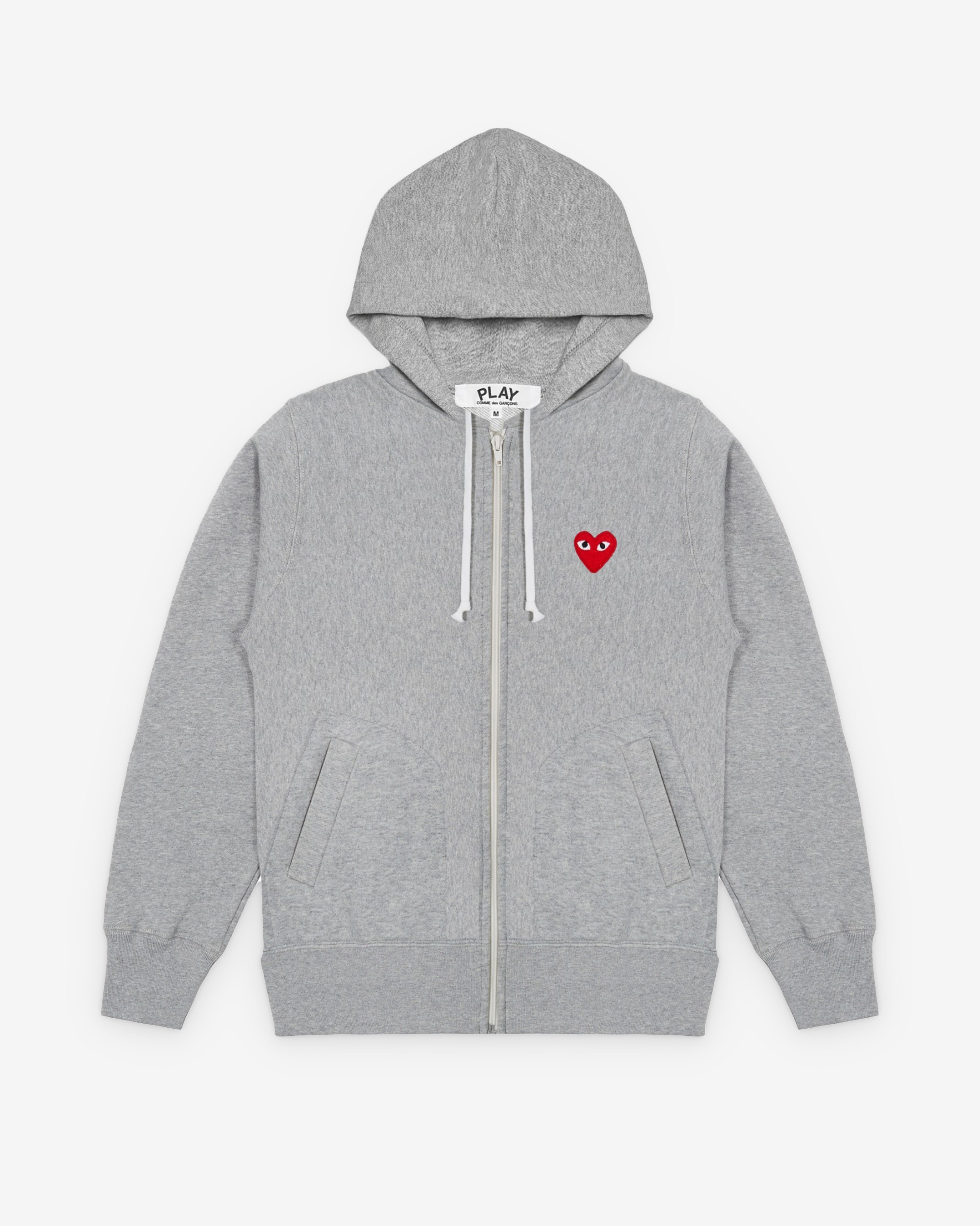 Play Comme des Garçons: Hooded Sweatshirt with 5 Hearts (Grey