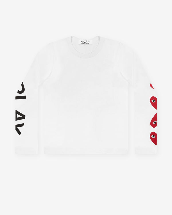 Play Comme des Garçons - 4 Heart Long Sleeve - (White)