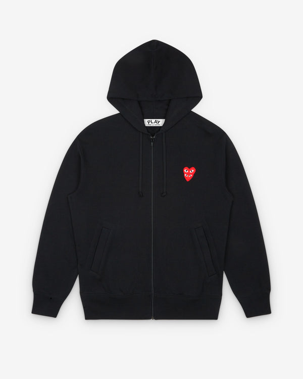 Play Comme des Garçons - Hooded Sweatshirt with Double Red Heart - (Black)