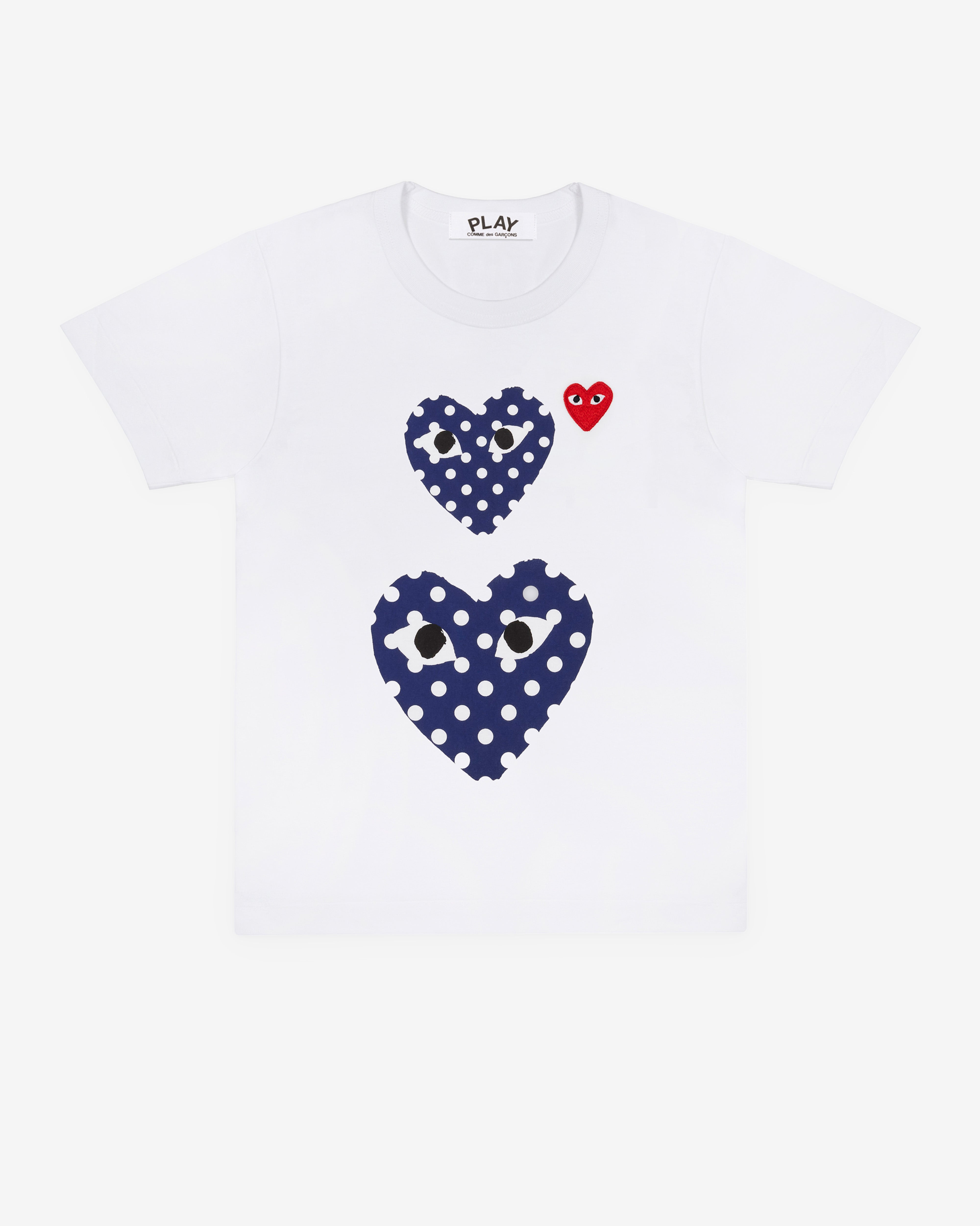 Play Comme des Garçons: Polka Dot Double Heart T-Shirt (White