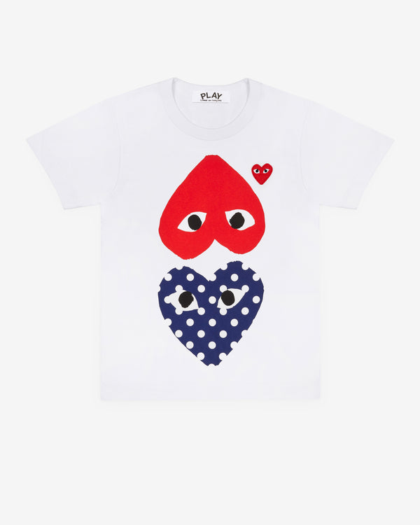 Play Comme des Garçons - Polka Dot With Upside Down Heart T-Shirt - (White)