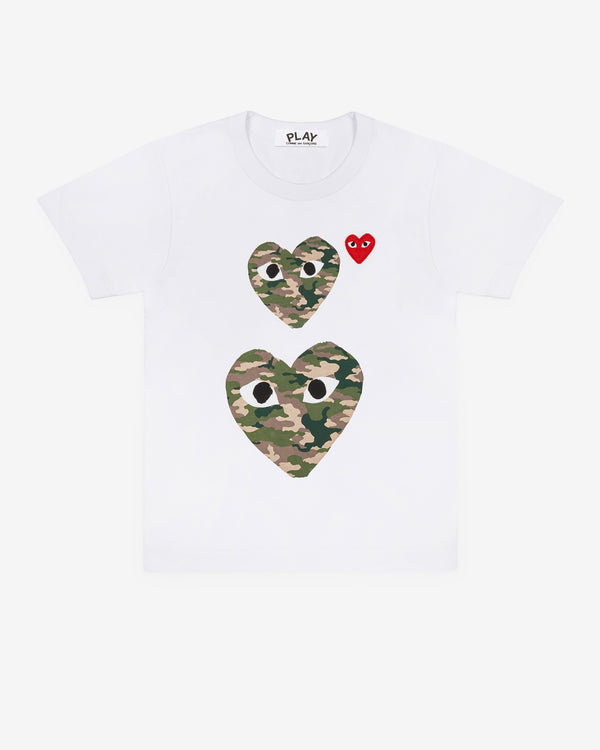 Play Comme des Garçons - Camouflage Double Heart T-Shirt - (White)
