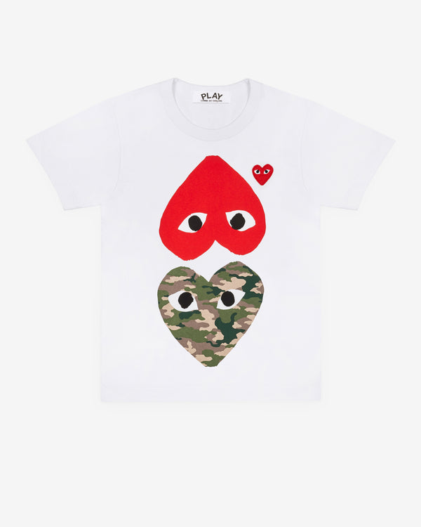 Play Comme des Garçons - Camouflage With Upside Down Heart T-Shirt - (White)