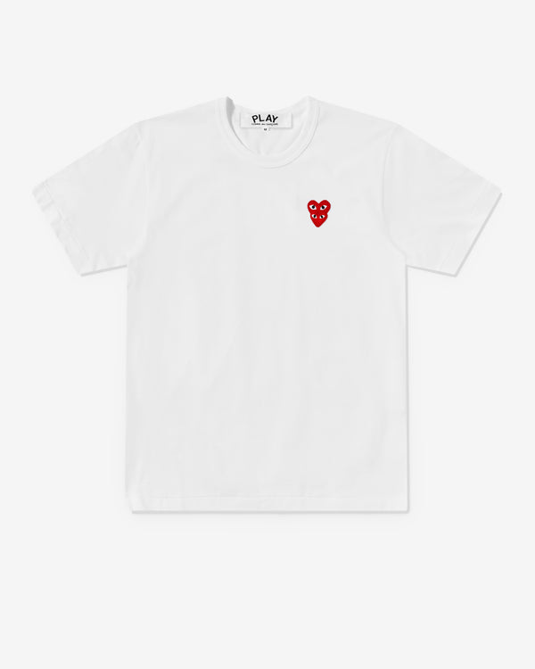 Play Comme des Garçons - T-Shirt with Double Red Heart - (White)