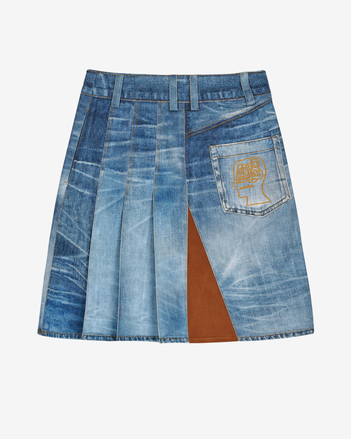 Brain Dead X Andersson Bell - Women's Denim Print Skirt - (Blue) view 1, Click to Zoom in