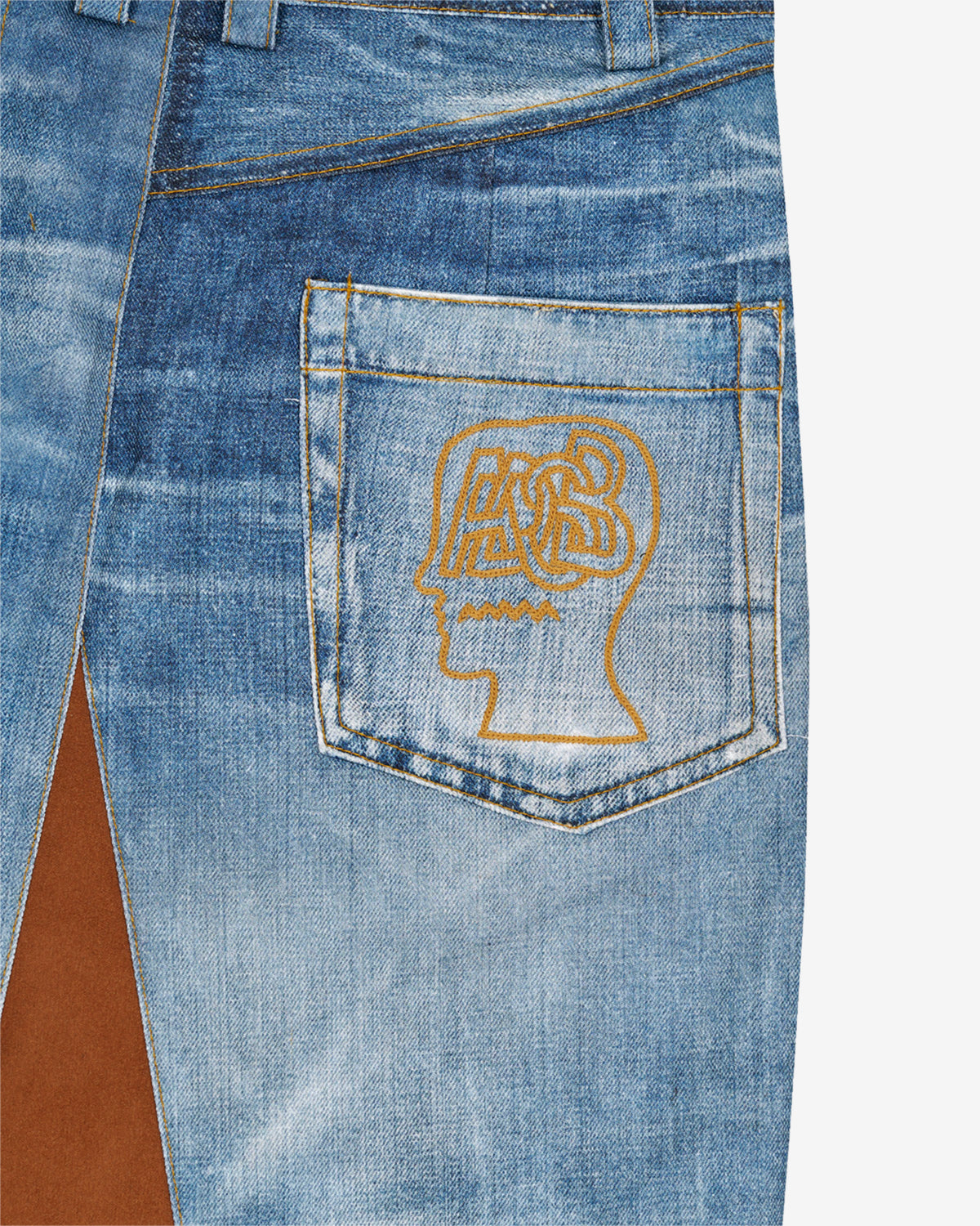 Brain Dead X Andersson Bell - Women's Denim Print Skirt - (Blue) view 2, Click to Zoom in