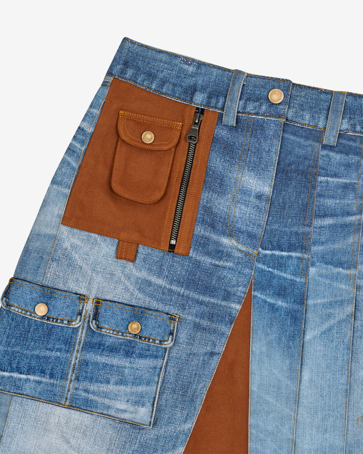 Brain Dead X Andersson Bell - Women's Denim Print Skirt - (Blue) view 3, Click to Zoom in