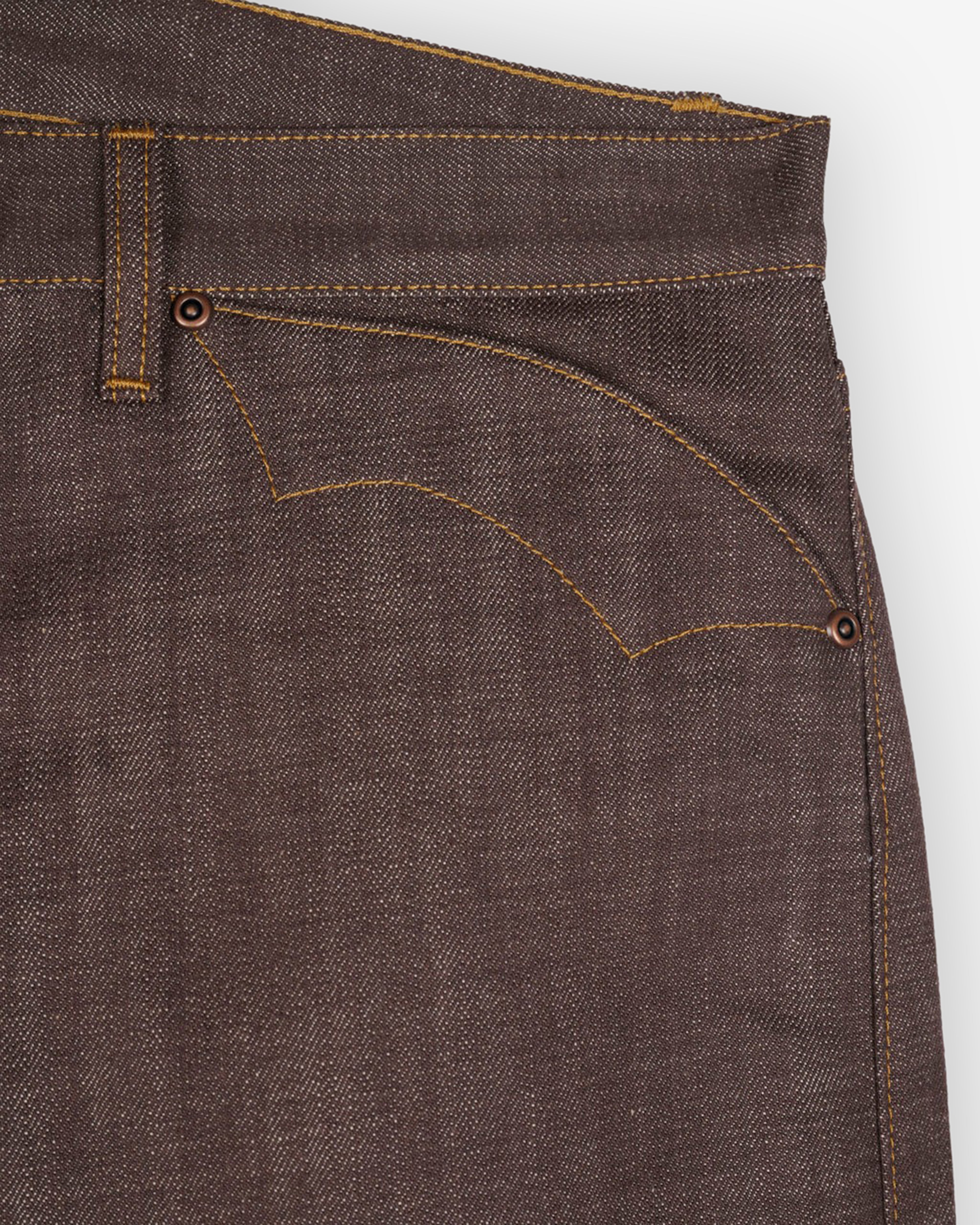 Brain Dead: Men's Type 00 14.5oz Selvedge Jeans (Brown) | DSMNY E-SHOP