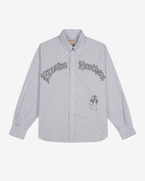 Brain Dead - Brooks Brothers Men's California Embroidered Stripe Oxford Shirt - (Blue)
