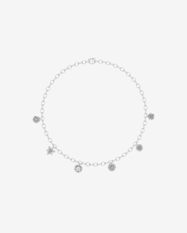 Bernard James - Pave Flora Maxi Charm Necklace - (White Gold)