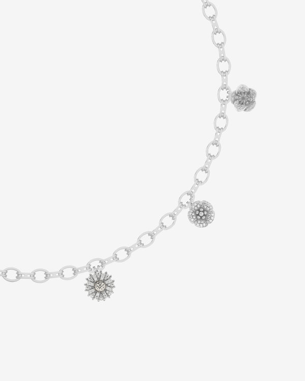 Bernard James - Pave Flora Maxi Charm Necklace - (White Gold)