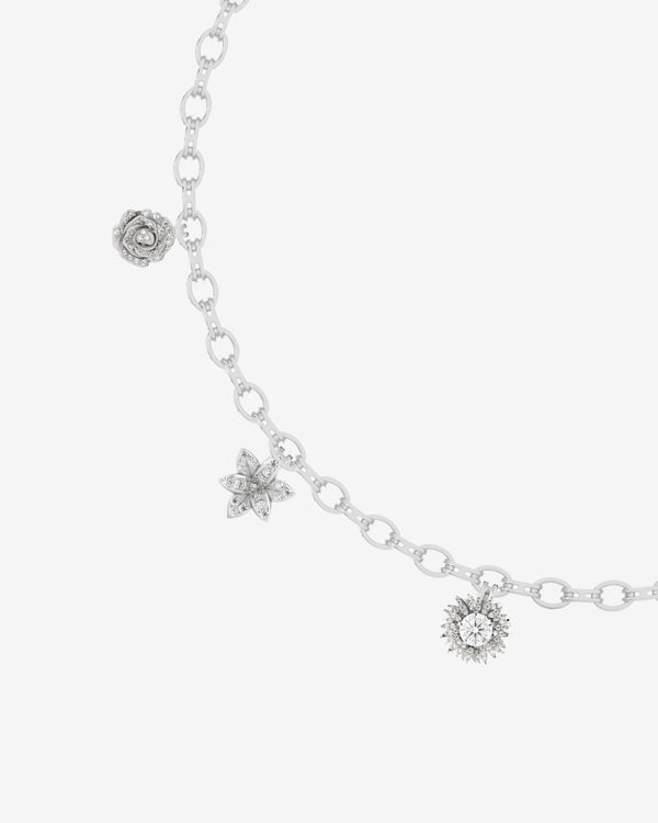 Bernard James - Pave Flora Maxi Charm Necklace - (White Gold)
