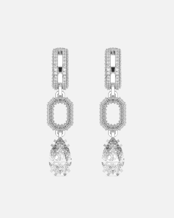 Bernard James - DSM Exclusive Pave Frame Drop Earrings - (White Gold)