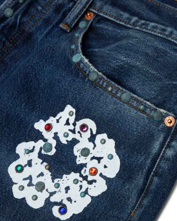 Denim Tears - Men's Rhinestone Baggy Denim Jeans - (Dark Wash)