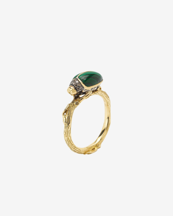 Bibi Van Der Velden - Women's Scarab Malachite Stackable Ring - (Yellow Gold)