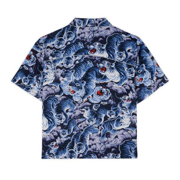 Brain Dead - Men's Big Cat Short Sleeve Western Shirt - (Navy)