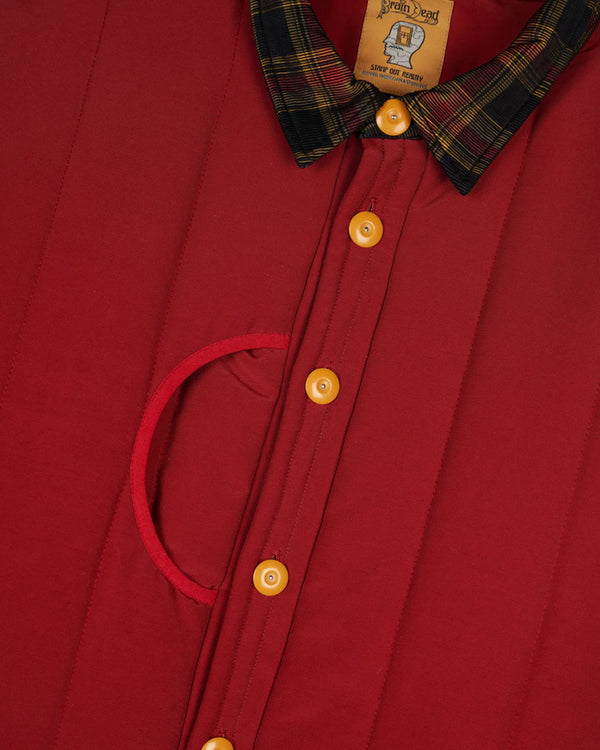 Brain Dead - Men's Puffer Button Up Shirt Jacket - (Red)