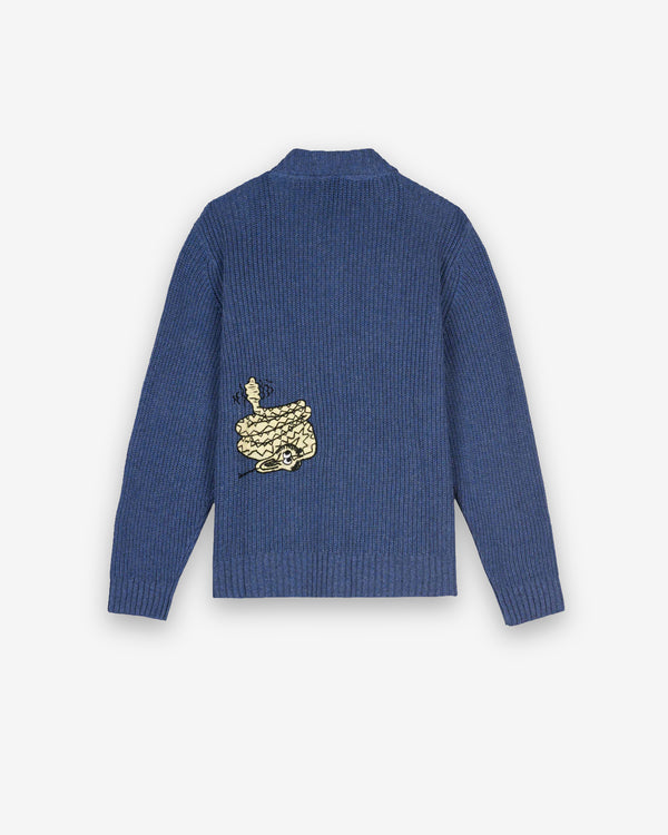 Brain Dead - Men's Snake Charmer Zip-Up Cardigan - (Blue)