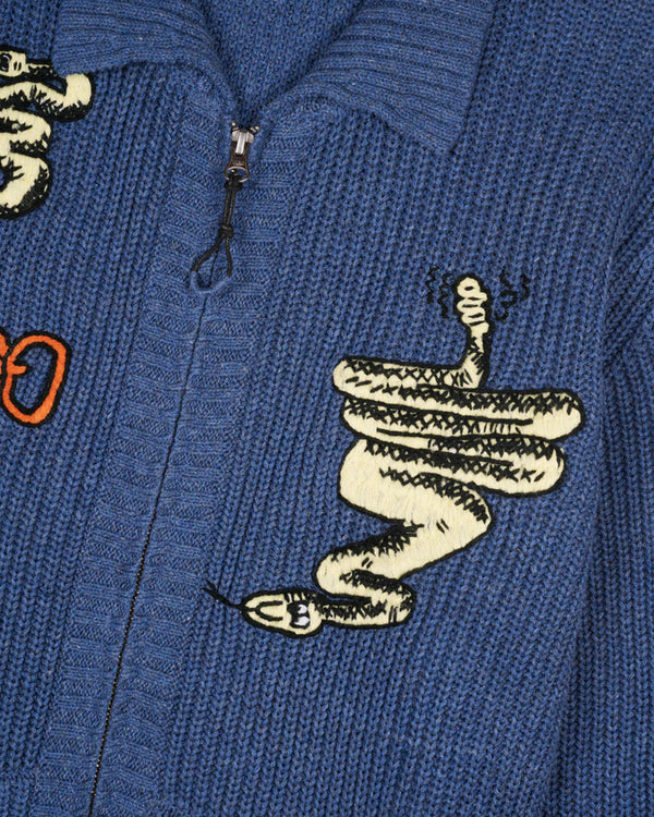 Brain Dead - Men's Snake Charmer Zip-Up Cardigan - (Blue)