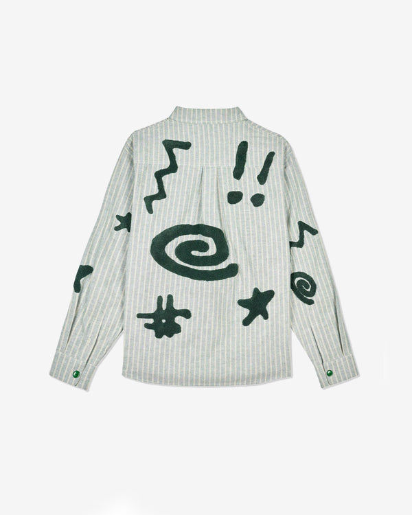 Brain Dead - Men's Striped Chenille Symbol Shirt - (Green)
