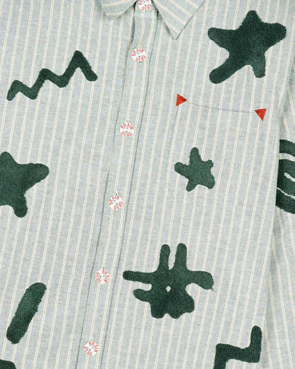 Brain Dead - Men's Striped Chenille Symbol Shirt - (Green)
