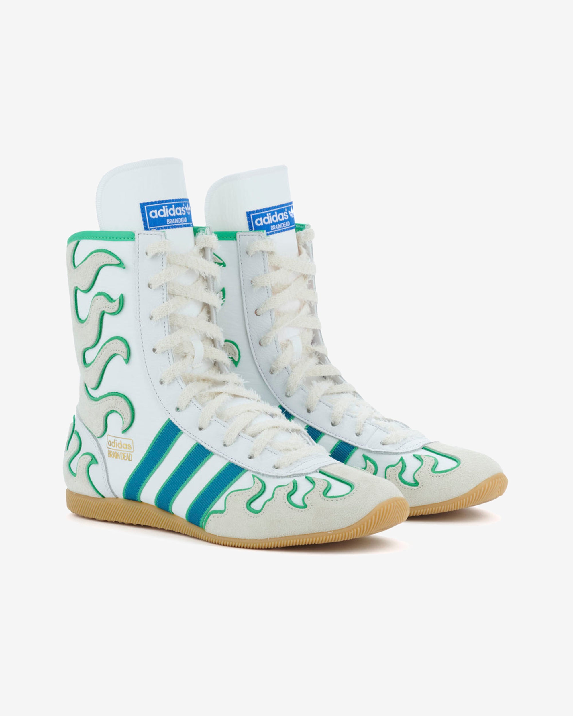 Brain Dead - Men's Adidas Japan Hi Sneakers - (White/Blue) view 3, Click to Zoom in