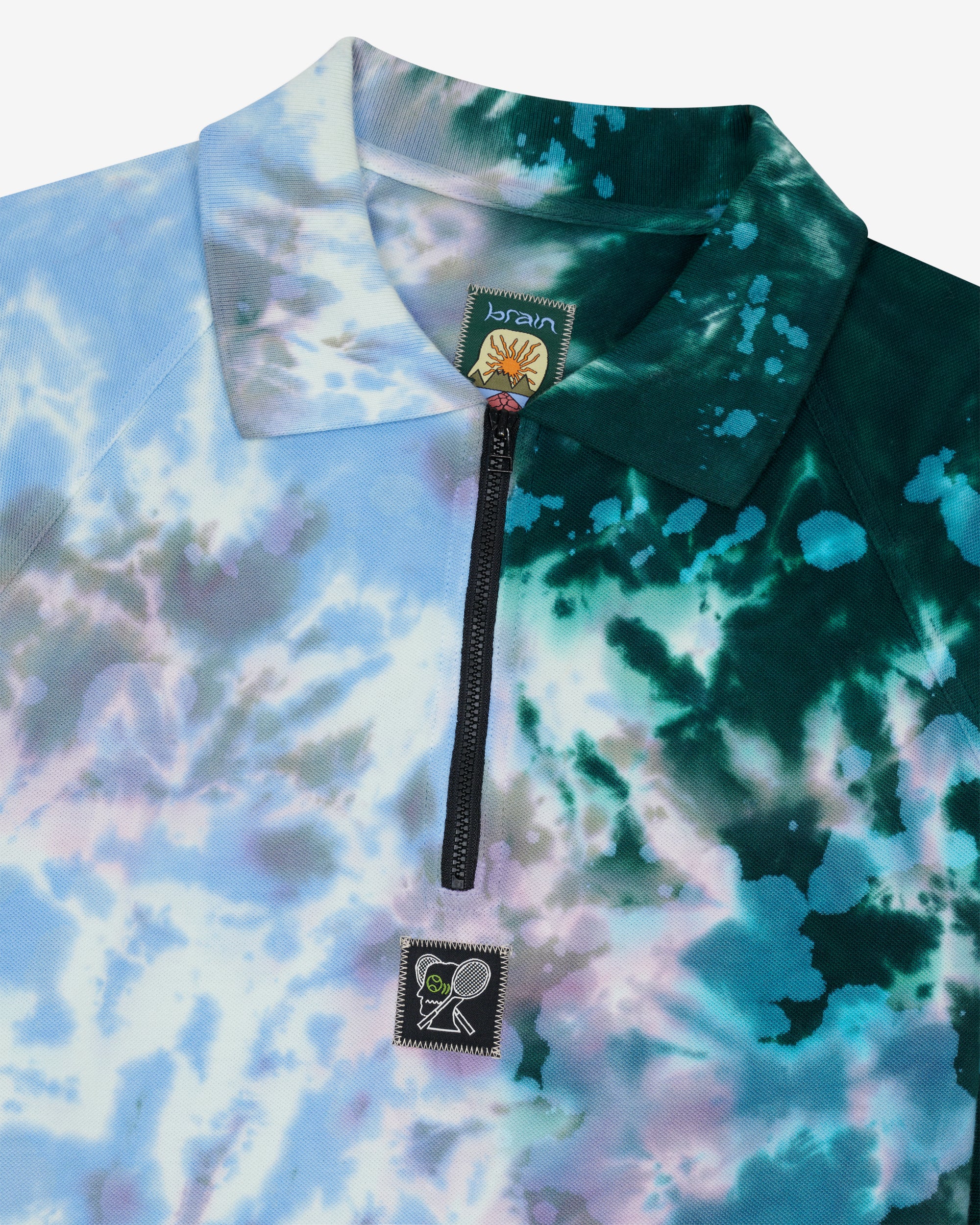 Brain Dead - Men's Dyed Short Sleeve Boxed Pique Polo - (Green Smoke) view 3, Click to Zoom in