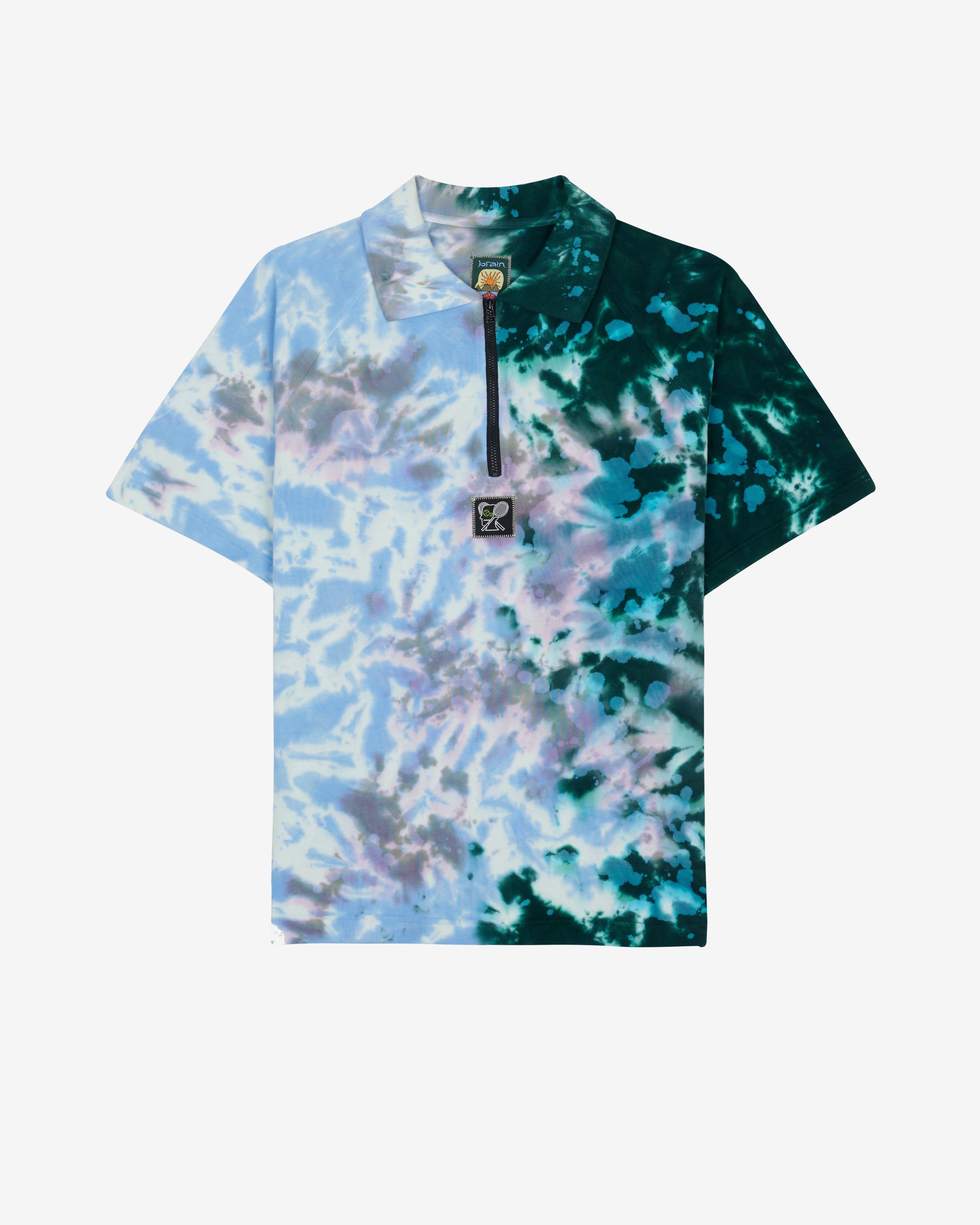 Brain Dead - Men's Dyed Short Sleeve Boxed Pique Polo - (Green Smoke) view 1, Click to Zoom in