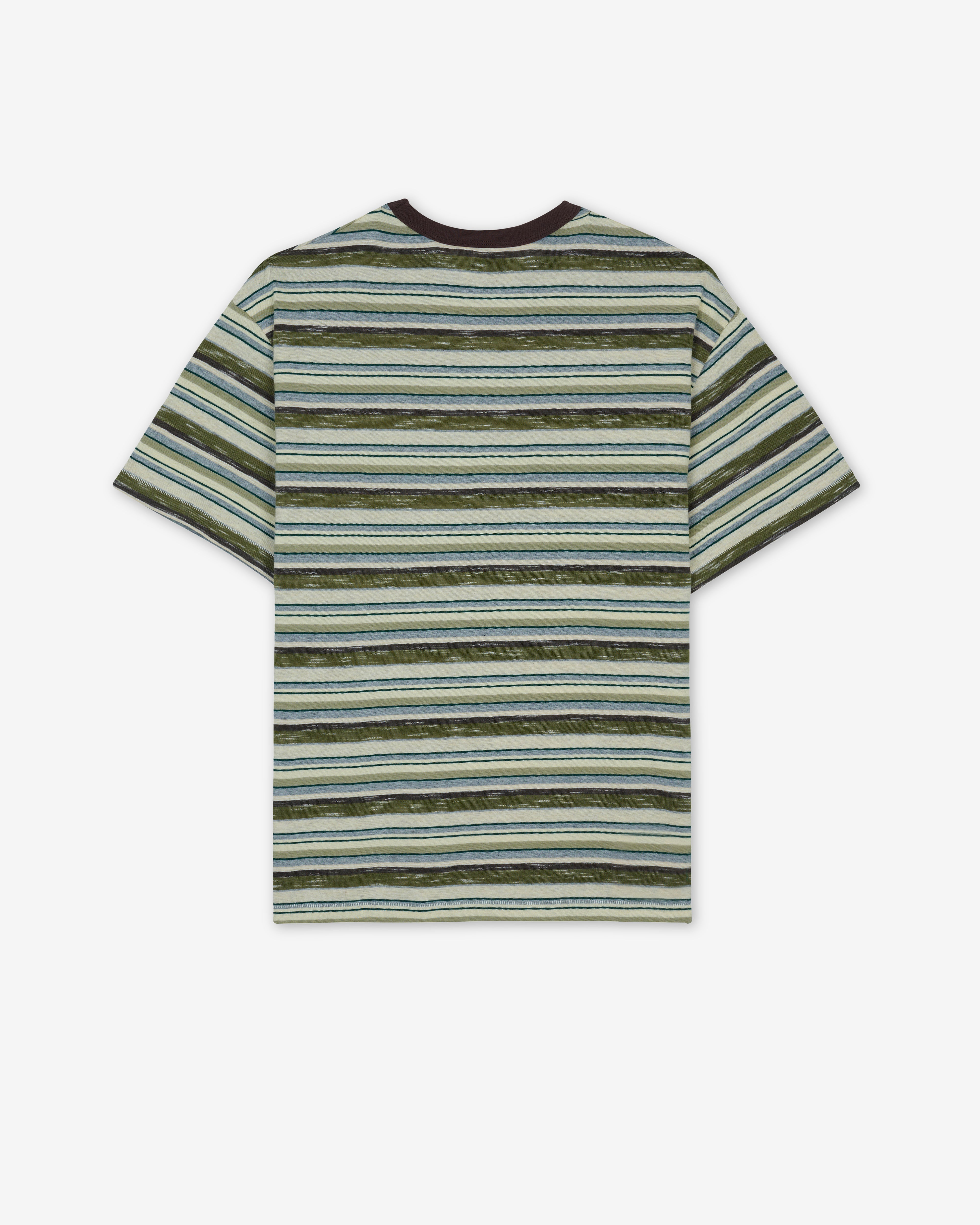 Brain Dead: Mens' Toni Stripe T-Shirt (Olive) | DSMNY E-SHOP