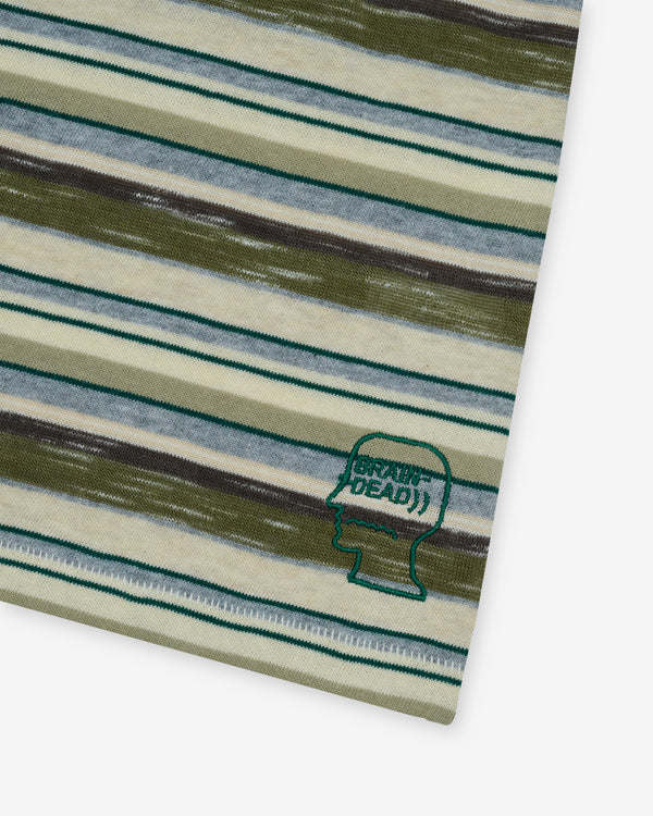 Brain Dead - Mens' Toni Stripe T-Shirt - (Olive)
