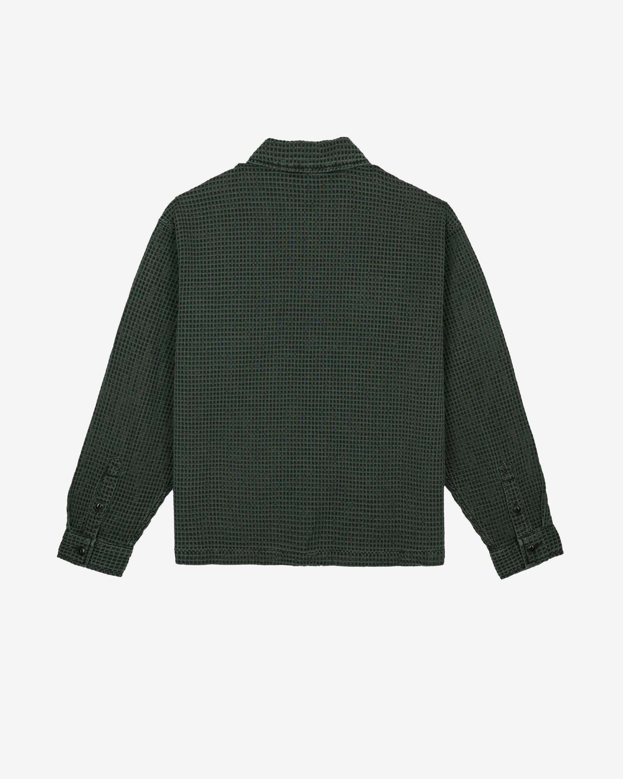 Brain Dead - Men's Waffle Button Front Shirt - (Dark Green) view 2, Click to Zoom in