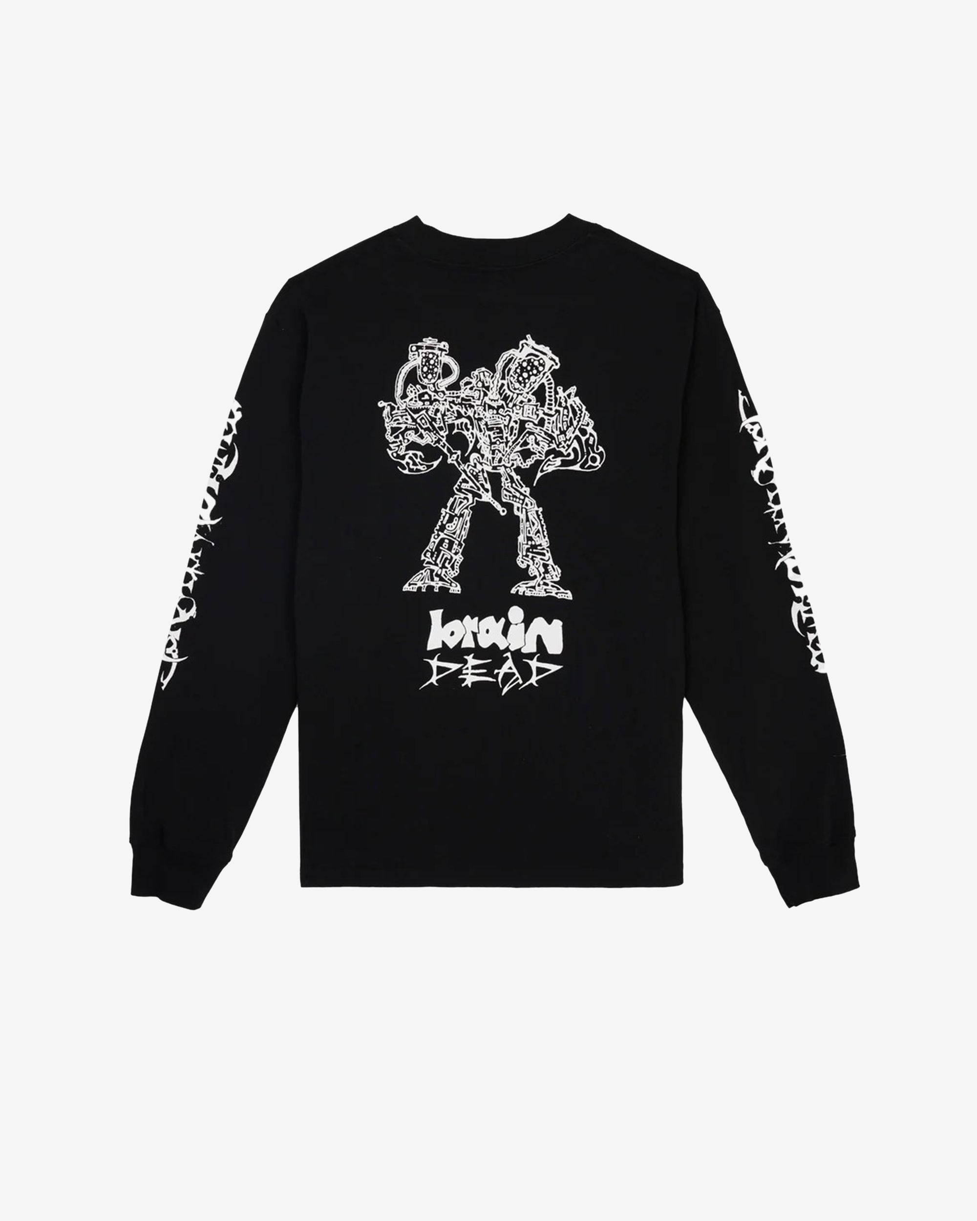 Brain Dead - Men's Skull Mech Long Sleeve T-Shirt - (Black) view 2, Click to Zoom in