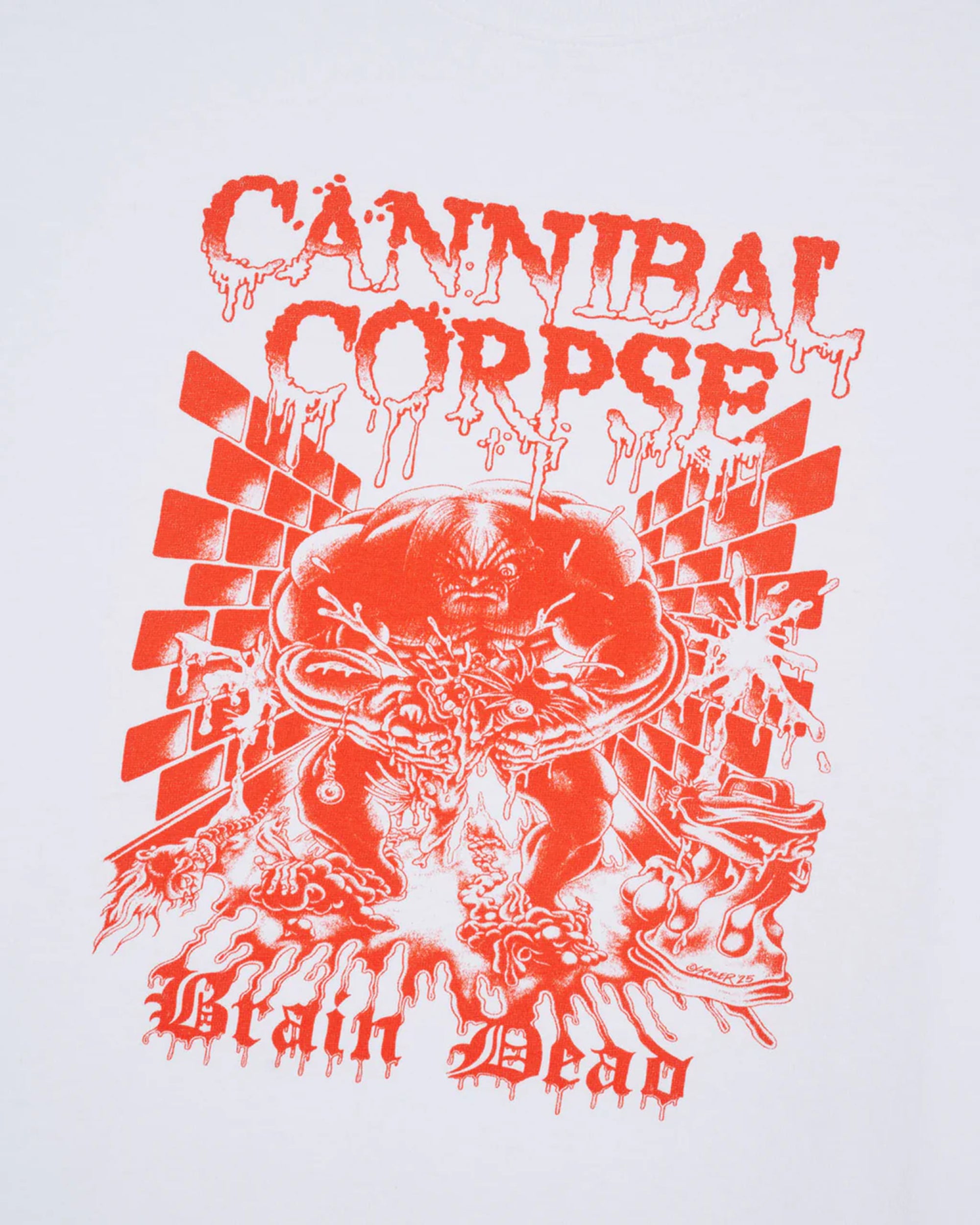 Brain Dead - Cannibal Corpse Men's Splatter Brain T-Shirt - (White) view 3, Click to Zoom in