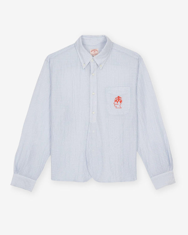 Brain Dead - Brooks Brothers Men's California Half Placket Oxford Button Up - (Ice)