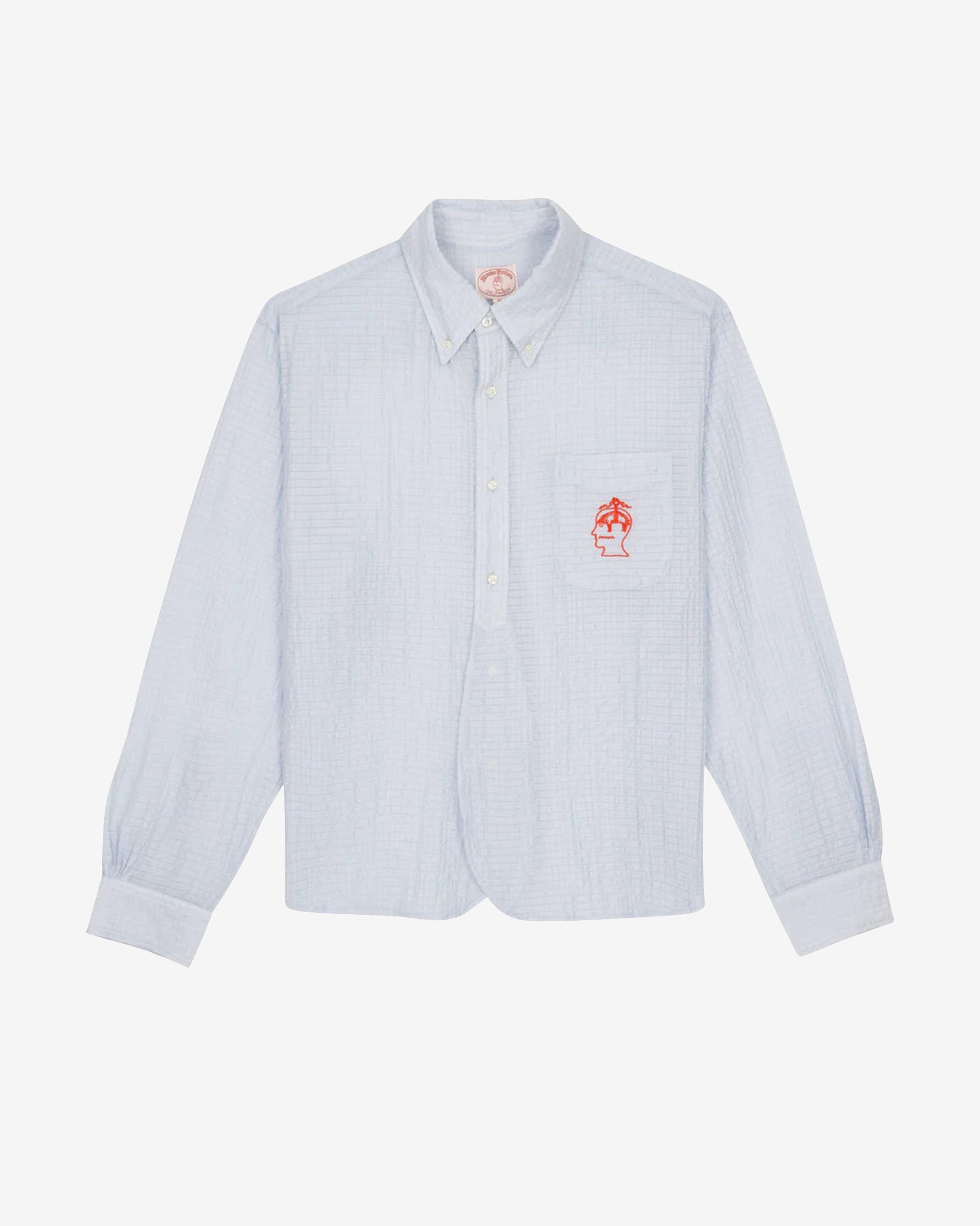 Brain Dead - Brooks Brothers Men's California Half Placket Oxford Button Up - (Ice) view 1, Click to Zoom in