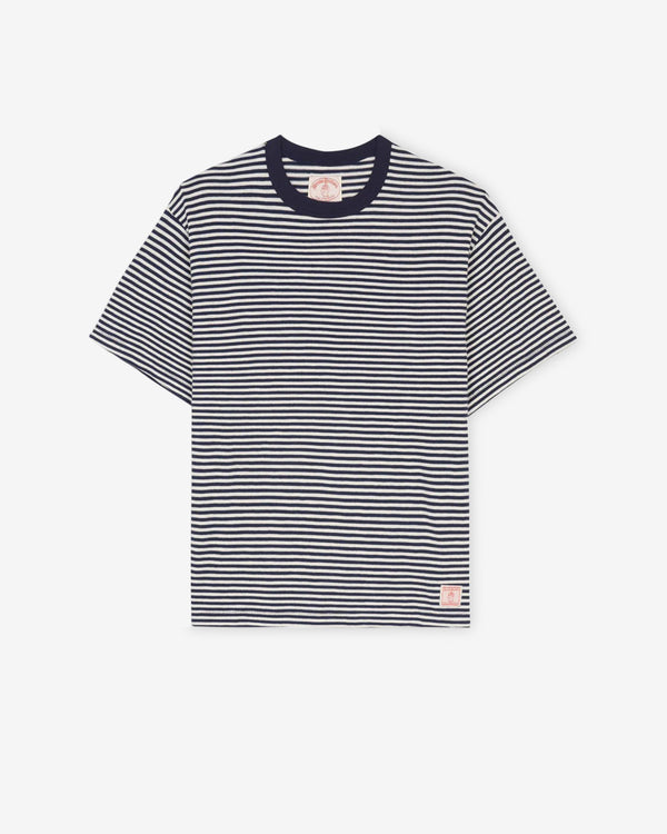 Brain Dead - Brooks Brothers Men's California Loose Knit Striped T-Shirt - (Navy)