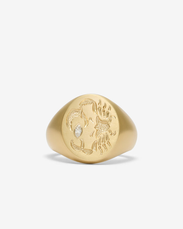 Castro - Crab Cancer Signet Ring - (Yellow Gold)