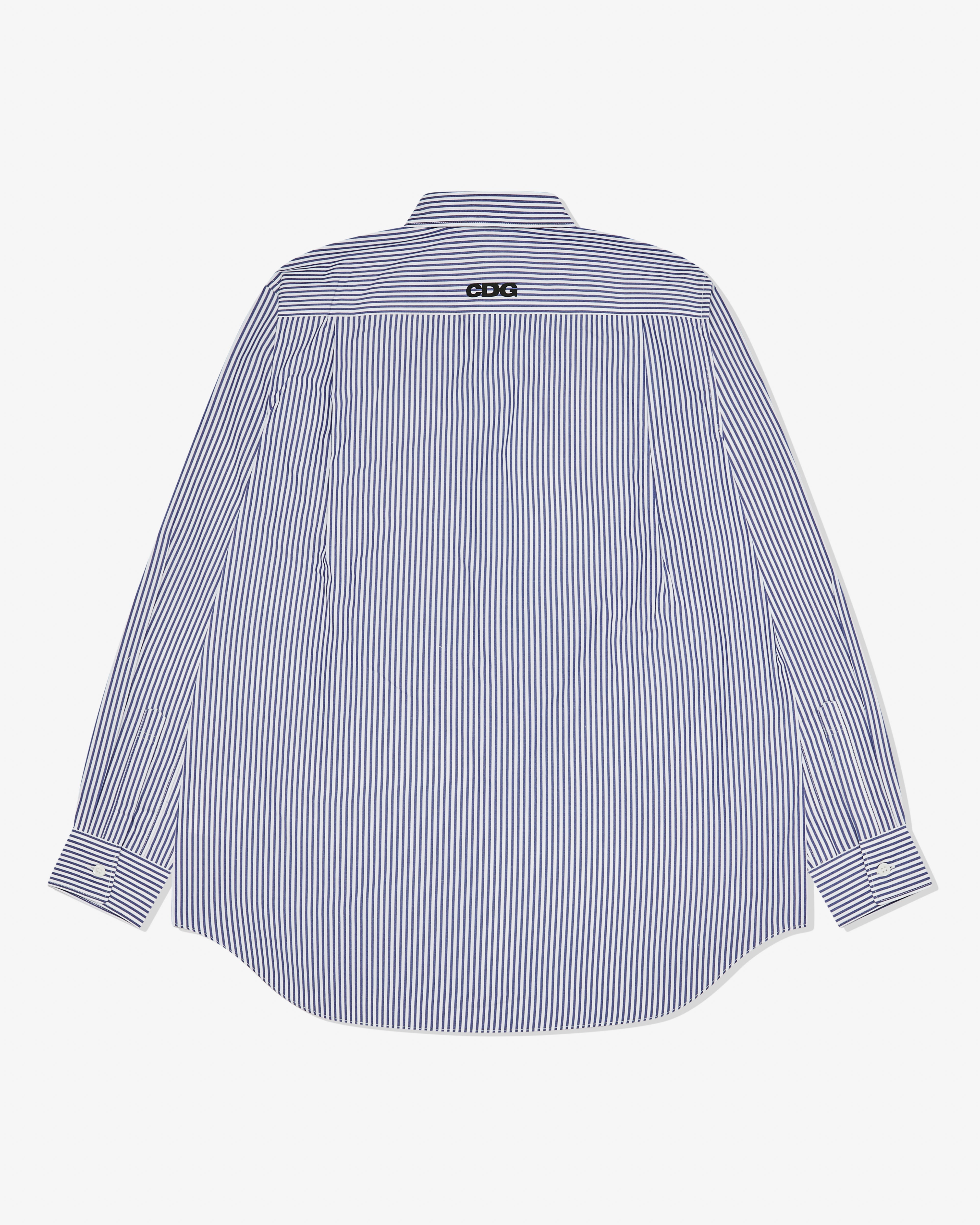 CDG: Logo Cotton Stripe Shirt (Navy) | DSMNY E-SHOP