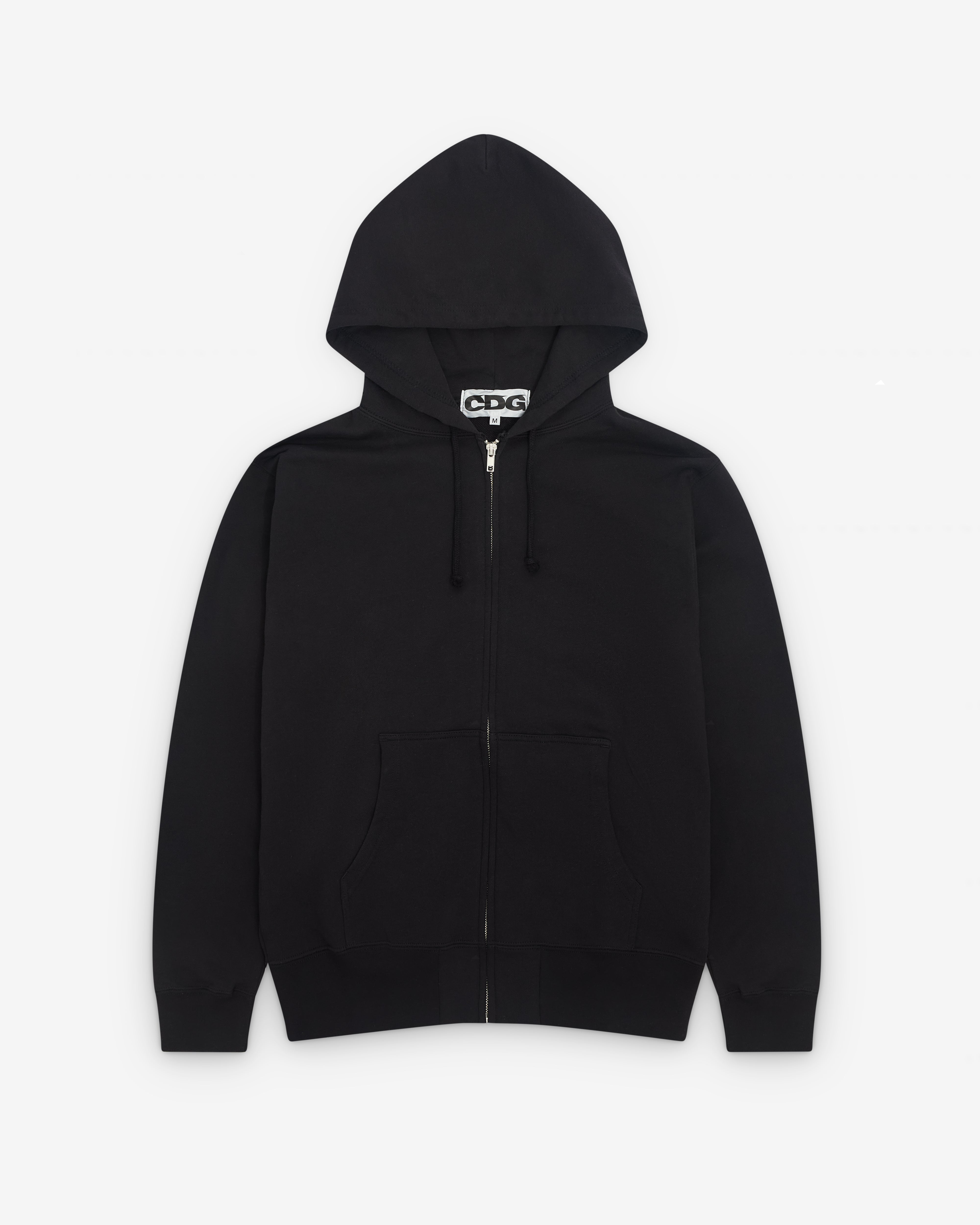 CDG: Fluorescent CDG Logo Zip Hoodie (Black/Pink) | DSMNY E-SHOP